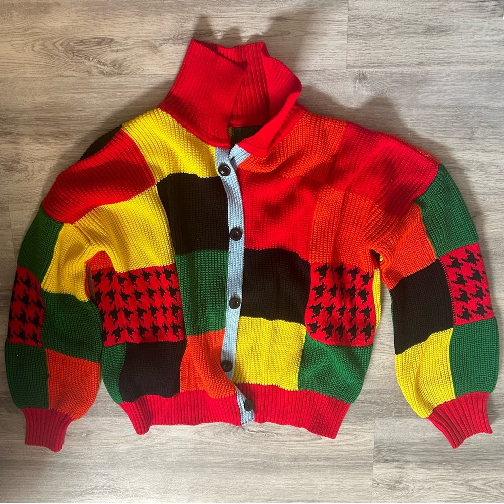 Jw Anderson Inspired Patchwork Knit Cardigan Swea… - image 1
